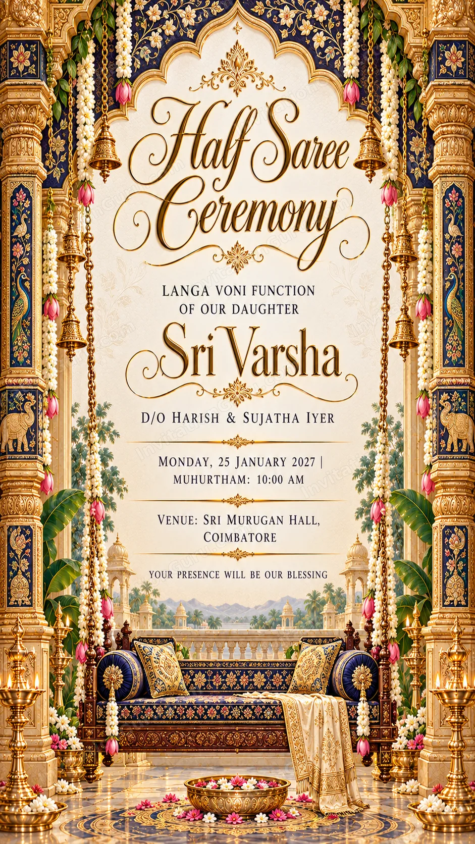 Half Saree Ceremony Invitation | InvitationGuru