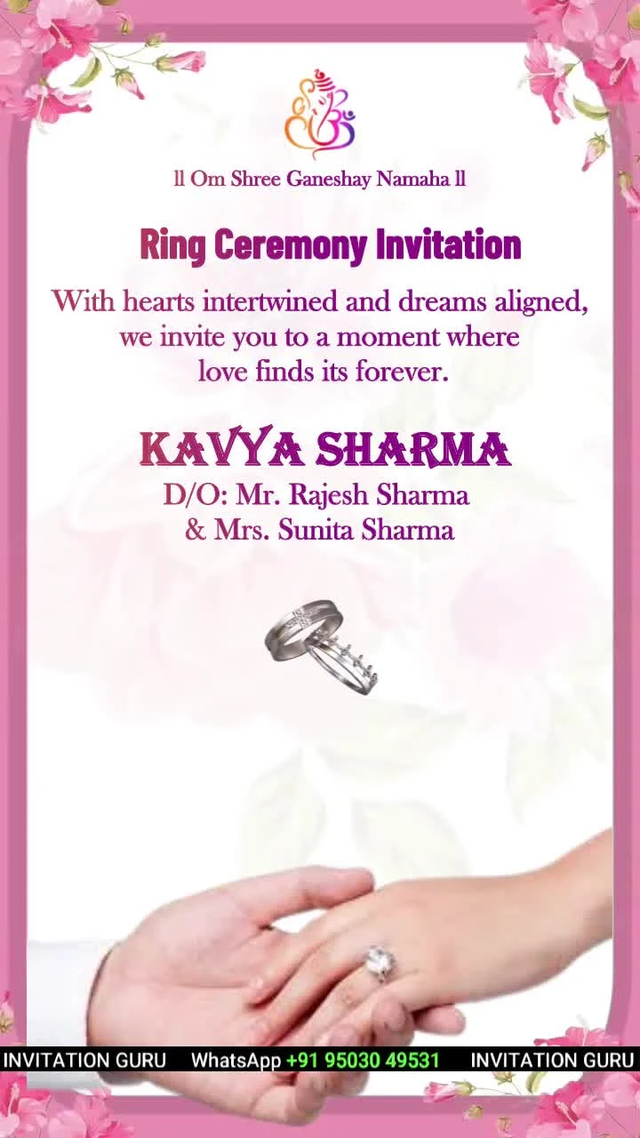 Garden Pink Letter 657 engagement invitation video by InvitationGuru
