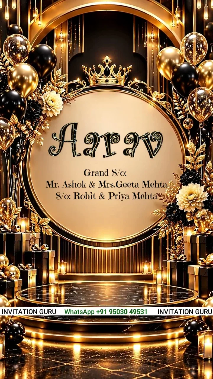 Black Gold birthday invitation video by InvitationGuru
