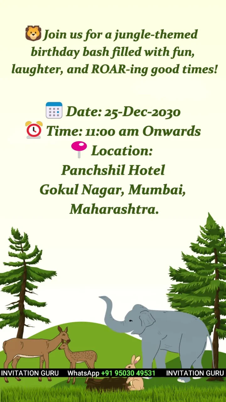 Purchase Jungle 03 2020 birthday invitation video by InvitationGuru