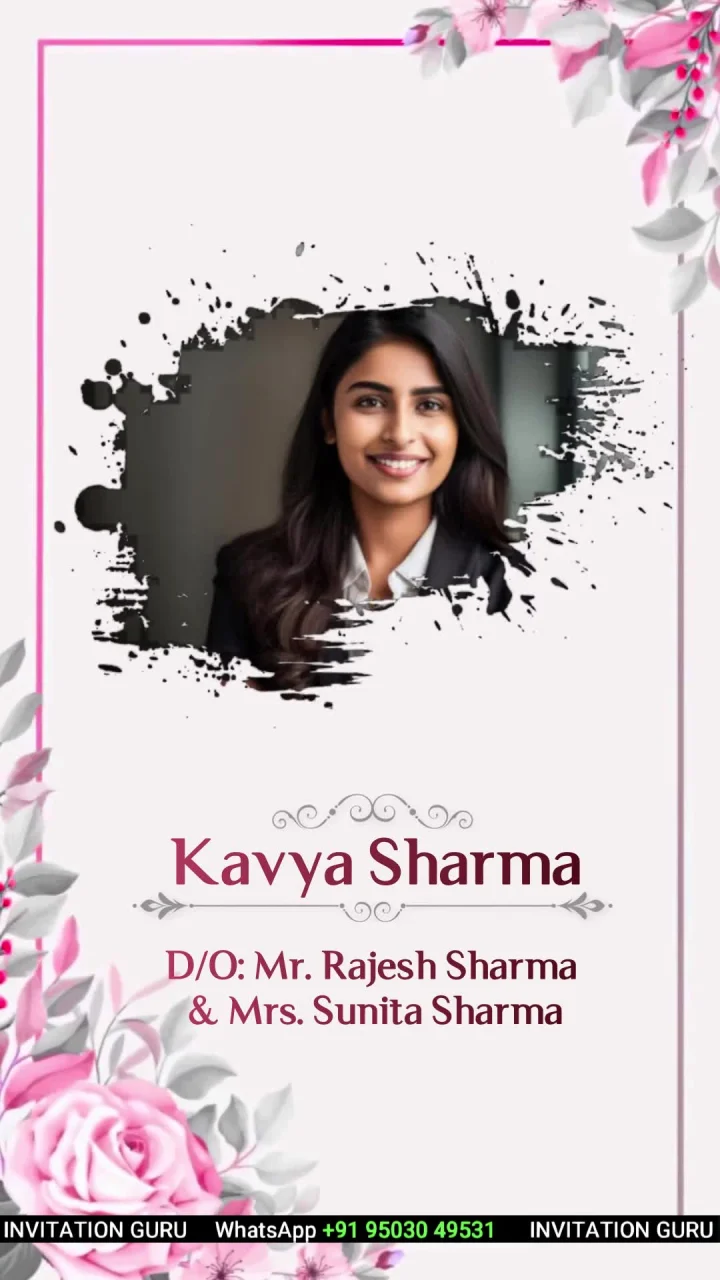 Gray Pink Flowers 1072 wedding invitation reel video by InvitationGuru