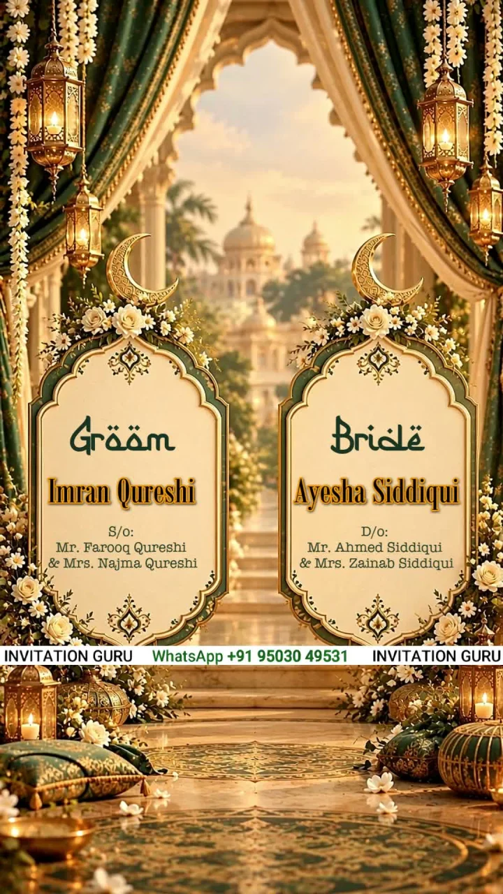 Ittar Ki Mehek Sage 3648 muslim wedding invitation video by InvitationGuru