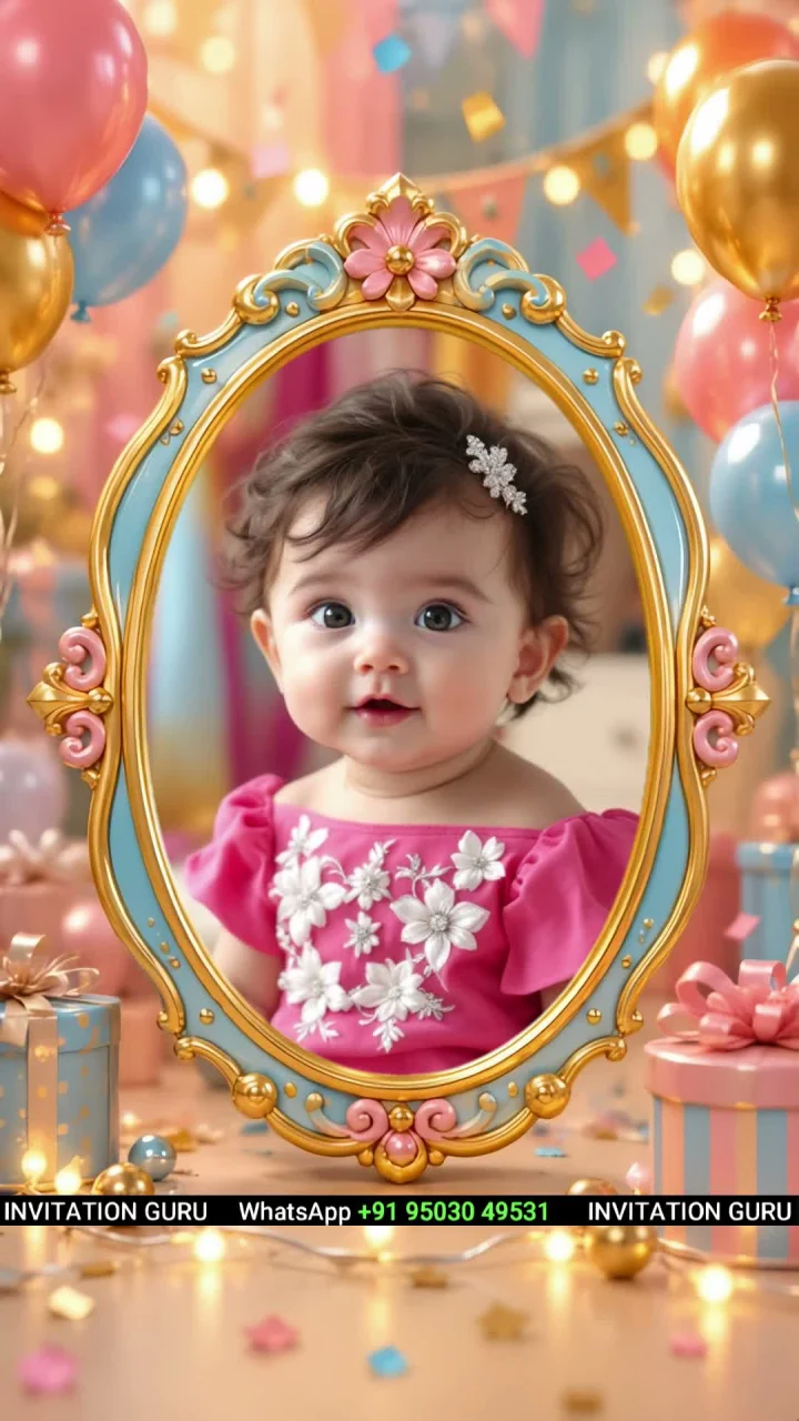 Whimsical Pastel With Pink 1320 birthday invitation video by InvitationGuru