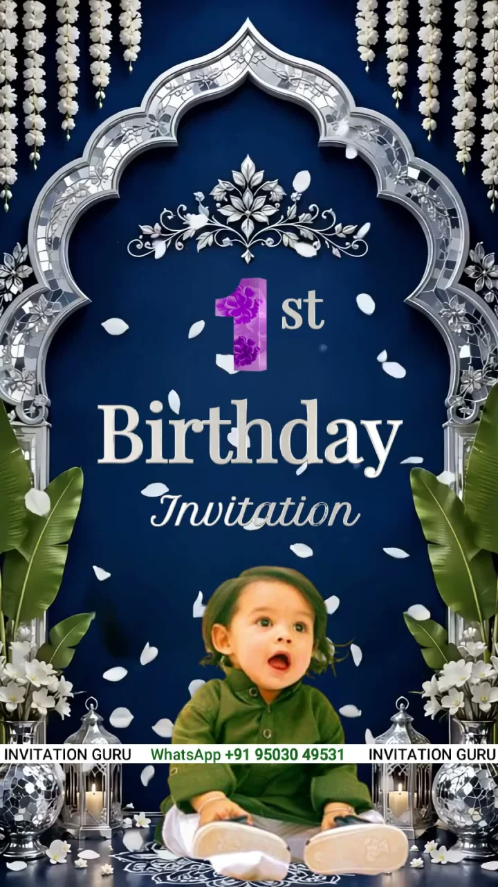 Golden Glow Indigo Silver 1417 birthday invitation video by InvitationGuru