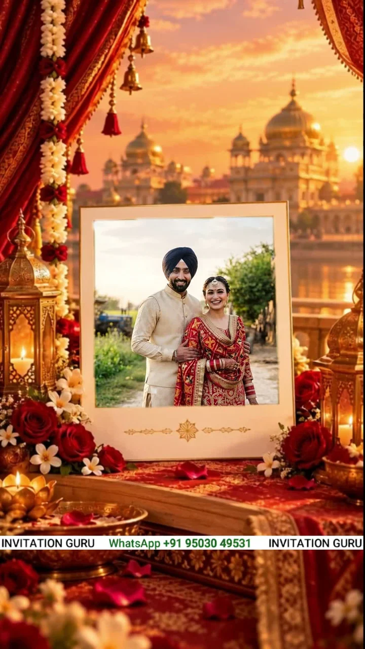 Lavaan Ki Roshni Crimson 3530 sikh wedding invitation video by InvitationGuru