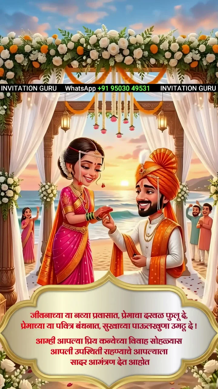 Beach 1313 marathi wedding invitation video by InvitationGuru