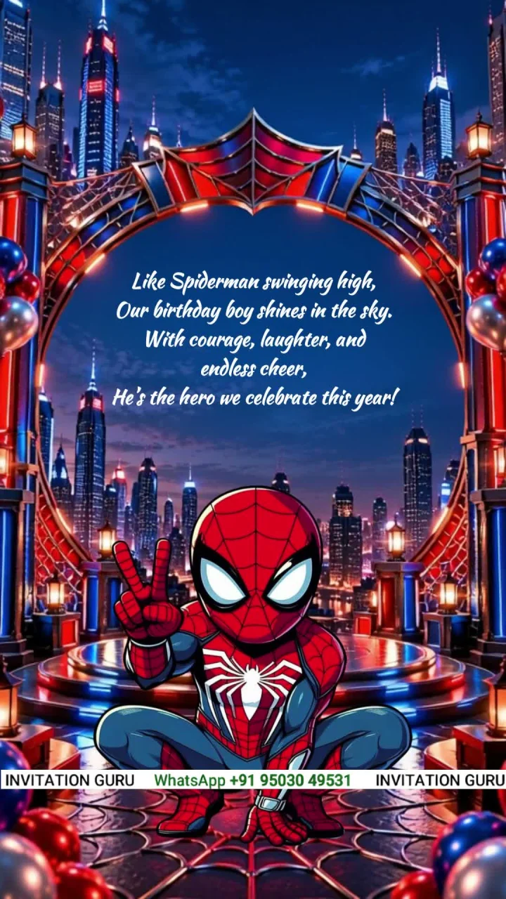 Spider Man City Adventure 2525 birthday invitation video by InvitationGuru