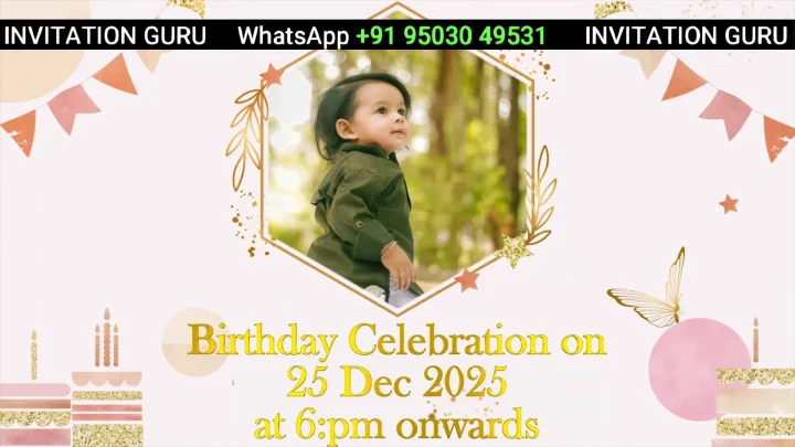 Buy Beige Golden 65 birthday invitation video by InvitationGuru