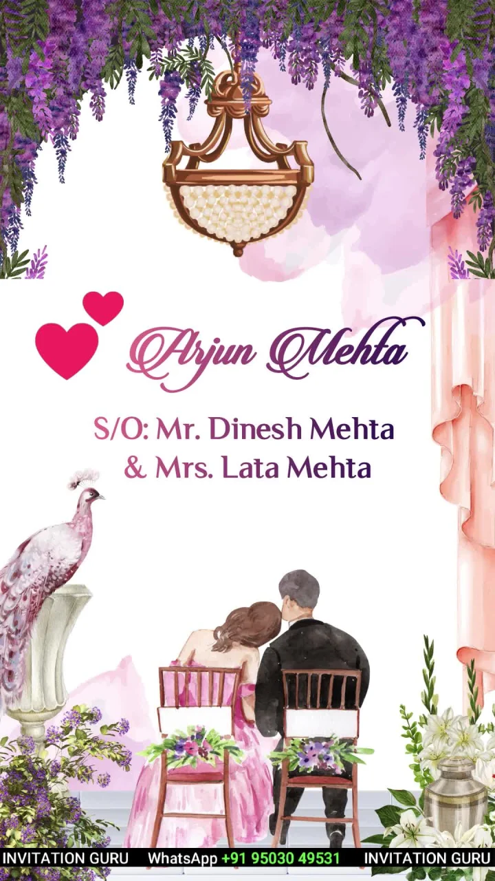 Purple Pink Love 04 engagement invitation video by InvitationGuru