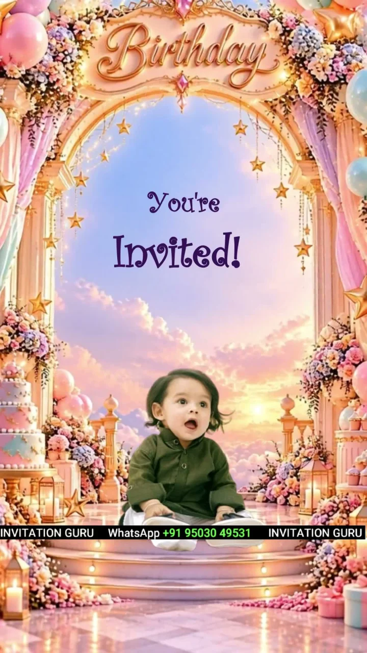 Pastel Candy Fantasy 1414 birthday invitation video by InvitationGuru