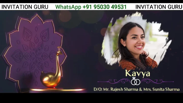 Violet Golden Peacock 137 wedding invitation video by InvitationGuru