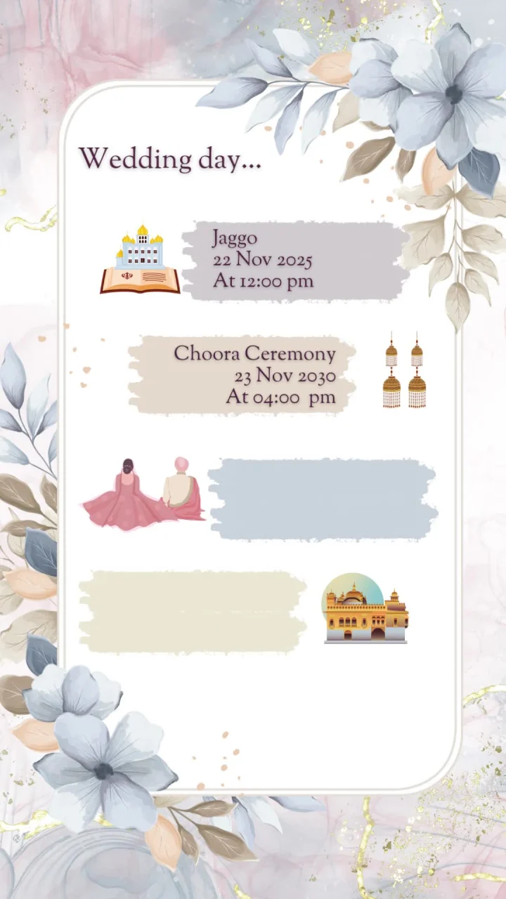 Punjabi Pastel Beige Pink 2010 sikh wedding invitation video by InvitationGuru