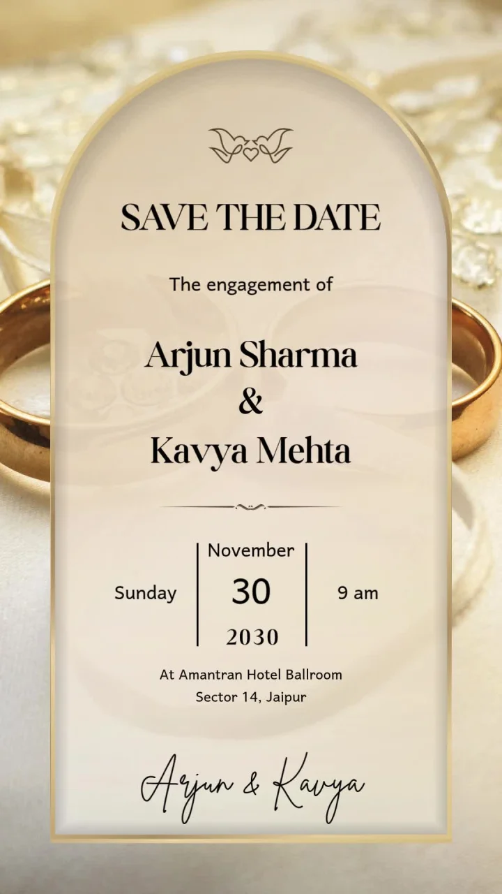 Buy Brown Beige engagement invitation video by InvitationGuru