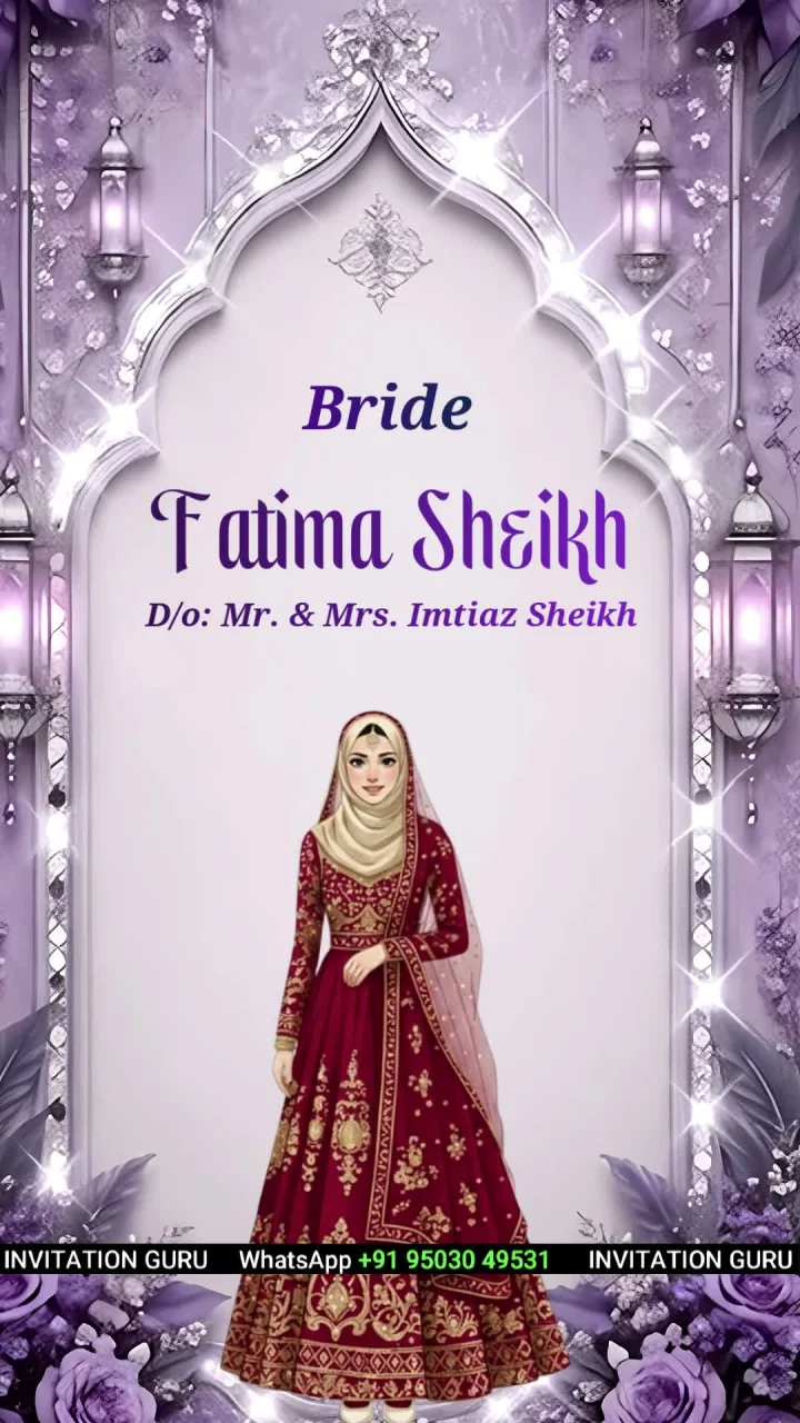 Serene Odyssey Lilac Silver 7861 muslim wedding invitation video by InvitationGuru