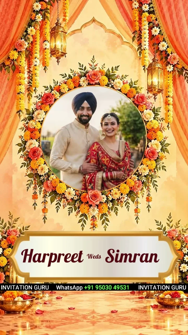 Sewa Ki Roshni Coral 3737 sikh wedding invitation video by InvitationGuru