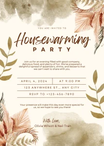 Party Cozy Beige Rustic Housewarming Party Invitation Interactive Digital Invitation