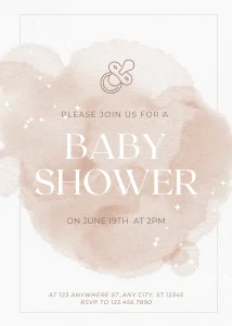 Modern Modern Beige Watercolor Baby Shower Invitation for Stylish Events Gold Themed Invitation