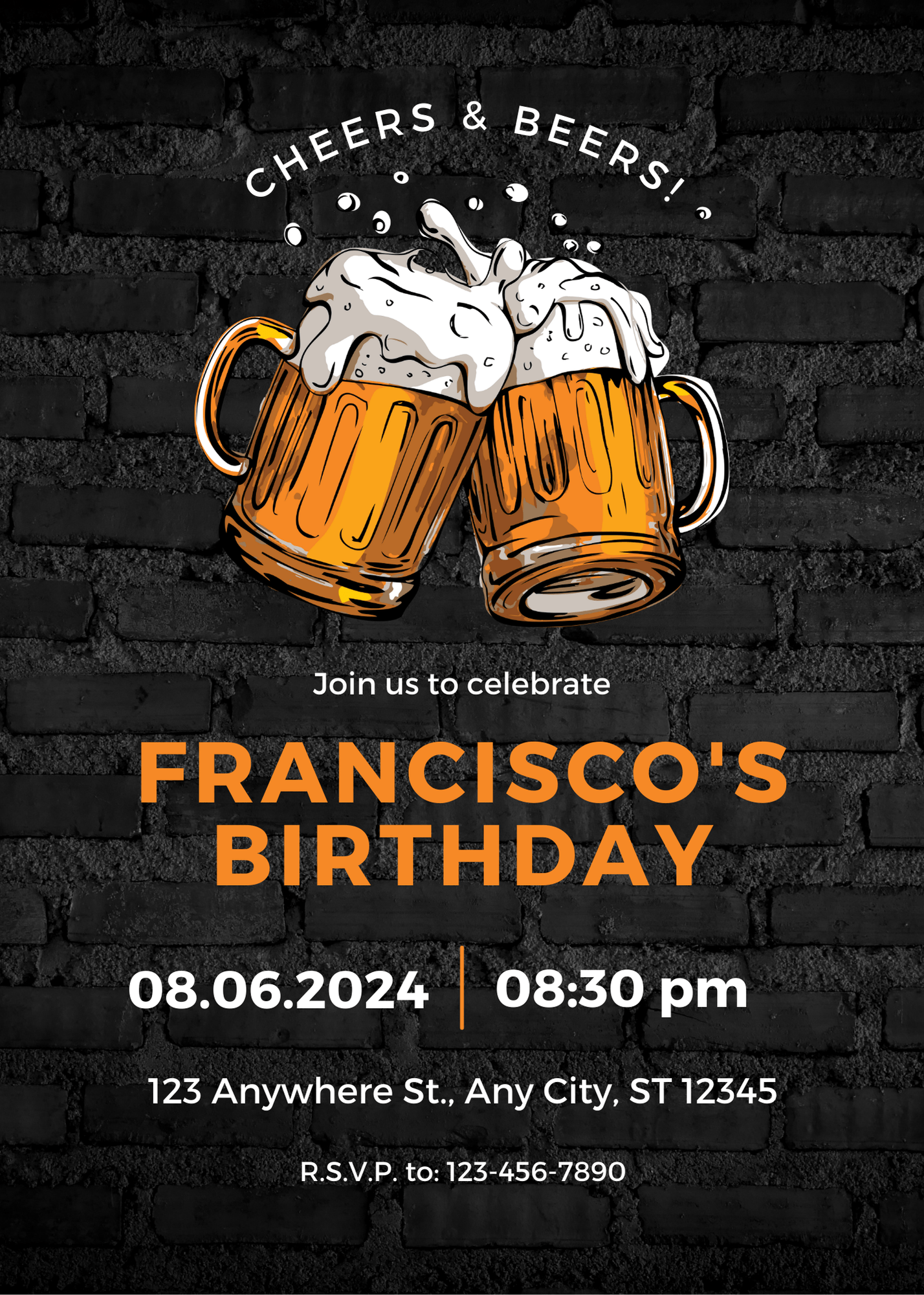 Birthday Unique Black Illustrated Birthday Invitation for Creative Parties Modern Party Invitation