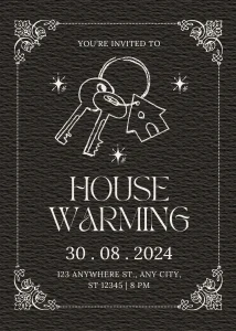Digital Invitation Sleek Black and White Simple Decoration Housewarming Invitation Interactive Digital Invitation