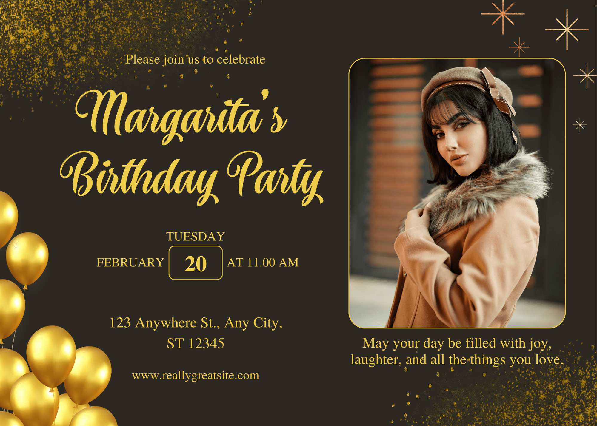 Elegant Classy Black and Gold Elegant Birthday Party Invitation for Memorable Events Elegant Digital Invitation