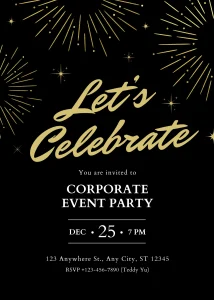 Gold Black and Gold Festive Corporate Party Invitation Modern Party Invitation