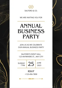 Gold Black and Gold Simple Business Party Invitation Sophisticated Celebration E-Card