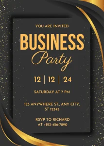 Elegant Stylish Black and Orange Elegant Business Party Invitation Trendy Event E-Card