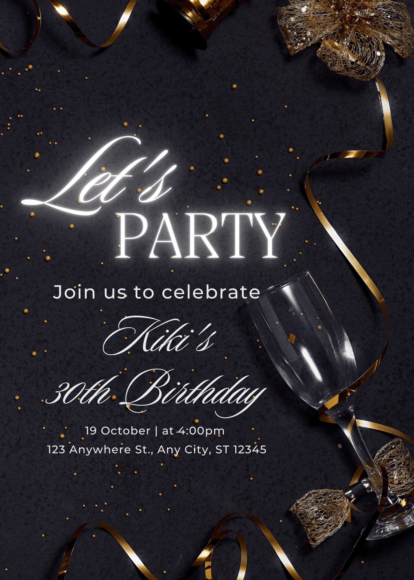 Birthday Timeless Black and White Classic 30th Birthday Animated Invitation for Milestones Personalized WhatsApp Invite