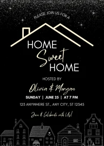 Elegant Timeless Black and White Elegant Housewarming Party Invitation Luxury Celebration Invite