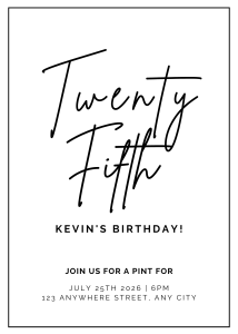 Birthday Sleek Black and White Minimal Birthday Invitation for Stylish Gatherings Sophisticated Celebration E-Card