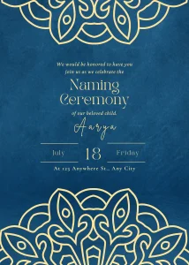 Digital Invitation Classic Blue and Yellow Baby Naming Ceremony Invitation Modern Party Invitation