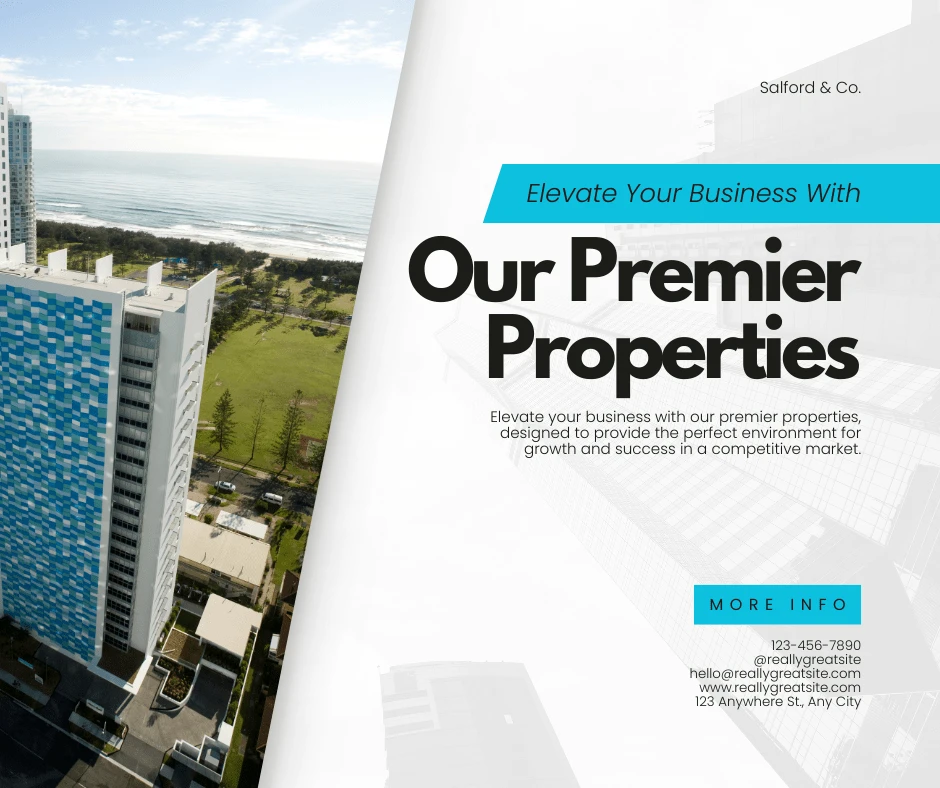 Digital Invitation Engaging Blue Corporate Business Property Facebook Post High-Quality Video Invite