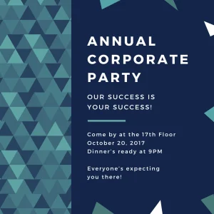 Party Stylish Blue and Green Triangles Corporate Party Invitation Interactive Digital Invitation