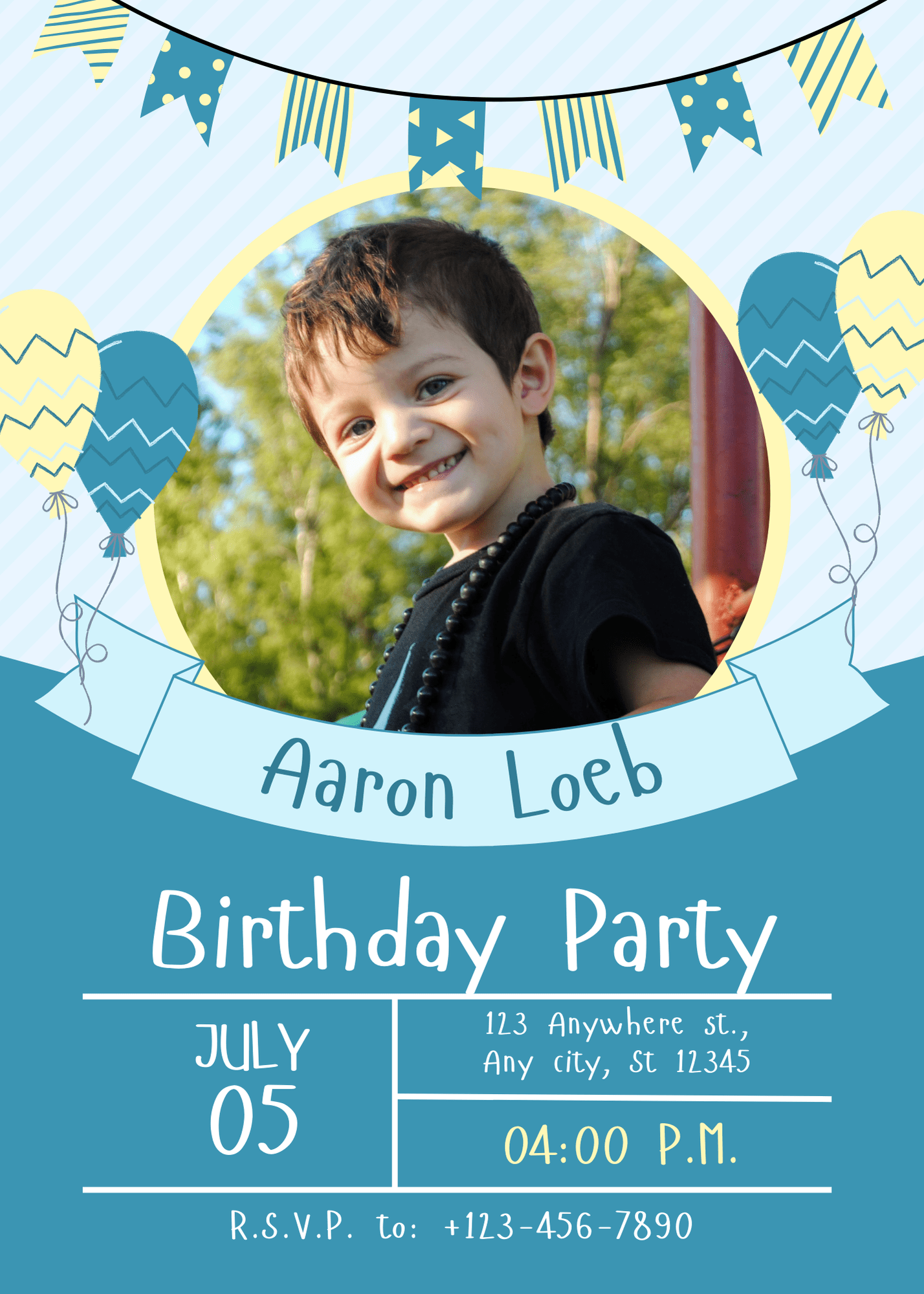 Blue Birthday Invitation Card InvitationGuru