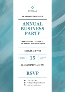 Modern Stylish Blue Modern Annual Business Party Invitation Elegant Digital Invitation