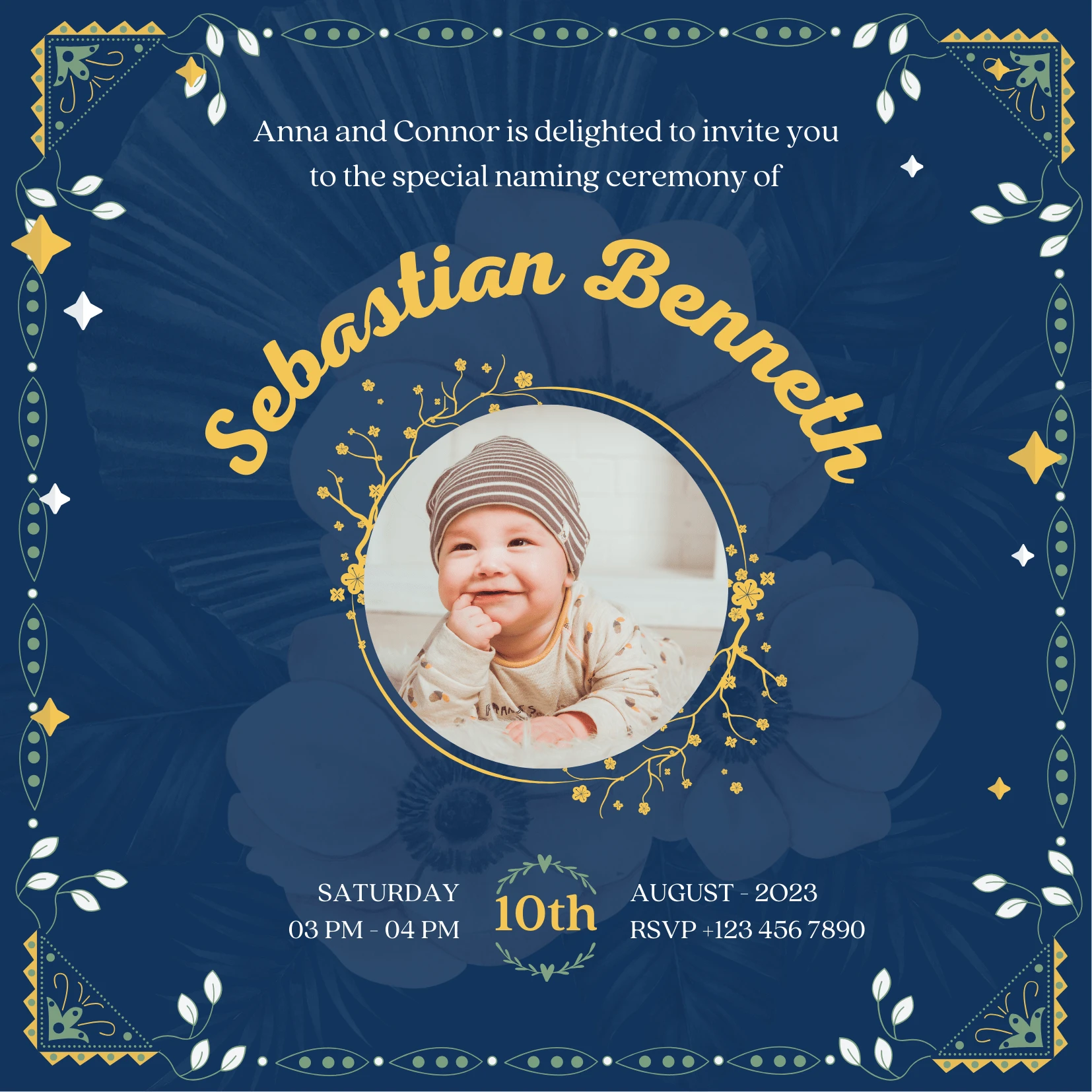 Digital Invitation Sweet Blue Baby Naming Invitation for Cherished Moments Luxury Celebration Invite