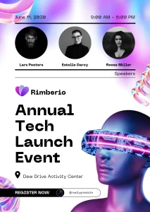 Digital Invitation Futuristic Blue and Purple Tech Launch Corporate Event Virtual Invitation Modern Party Invitation
