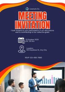 Digital Invitation Eye-catching Blue and Red Corporate Meeting Virtual Invitation Interactive Digital Invitation