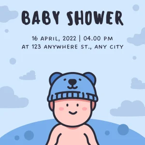 Digital Invitation Bright Blue Sky Illustrated Baby Shower Invitation Sophisticated Celebration E-Card