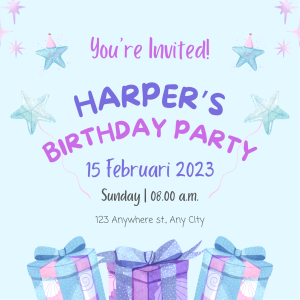 Fun Best Blue Watercolor Kids Birthday Invitation for Fun Celebrations High-Quality Video Invite