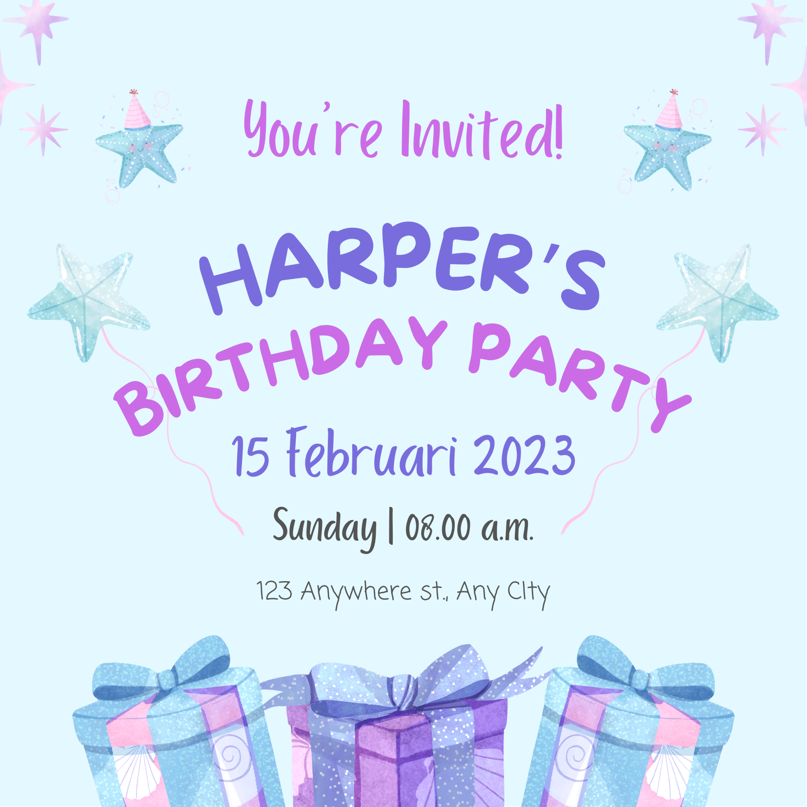 Fun Best Blue Watercolor Kids Birthday Invitation for Fun Celebrations High-Quality Video Invite