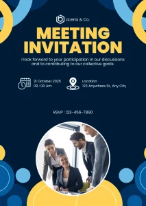 Digital Invitation Dynamic Blue and Yellow Corporate Meeting Virtual Invitation High-Quality Video Invite