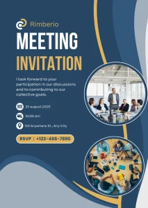 Modern Fresh Blue and Yellow Modern Meeting Invitation Exclusive Birthday E-Card