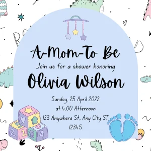 Digital Invitation Exciting Blue and Black Colorful Dinosaurs Baby Shower Invitation Personalized WhatsApp Invite