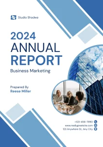 Digital Invitation Professional Blue and White Corporate Annual Report Document Glitter Party E-Card