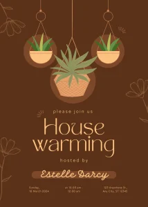 Elegant Brown Simple Housewarming Invitation Elegant Digital Invitation
