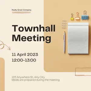 Elegant Brown Simple Minimalist Townhall Meeting Invitation High-Quality Video Invite