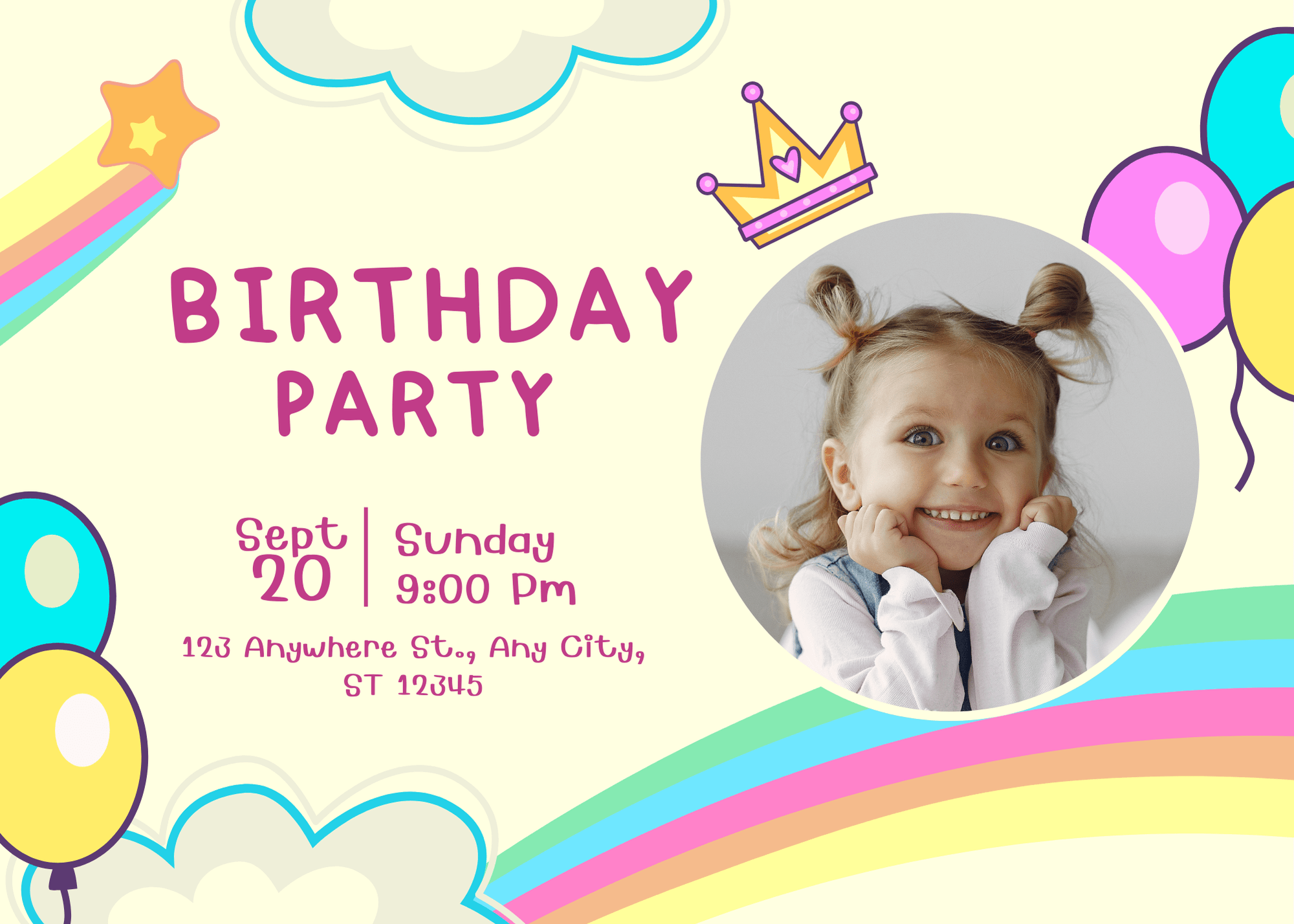 Birthday Adorable Colorful Cute Birthday Invitation for Happy Celebrations High-Quality Video Invite