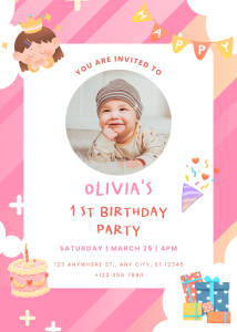Birthday Playful Colorful Cute Illustration Birthday Party Invitation for Kids High-Quality Video Invite
