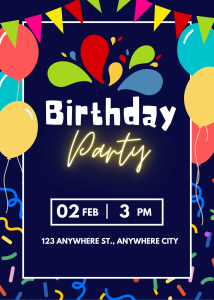 Fun Bright Colorful Simple Birthday Party Invitation for Fun Celebrations High-Quality Video Invite
